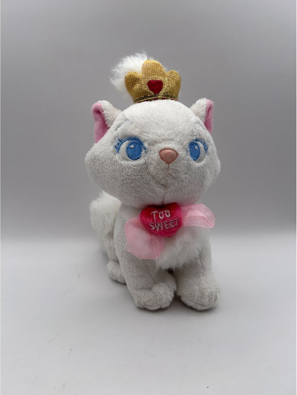 Disney Aristocats Marie Valentine's Day Plush Cat 8in Crown Pink Bow Tag Vintage